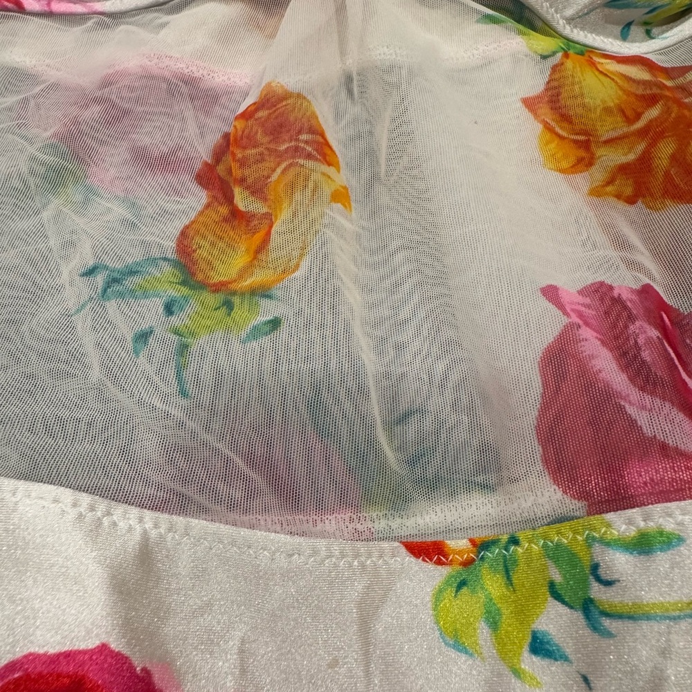 90’s Strapless Floral Mesh Bathing Suit - Picture 2 of 7
